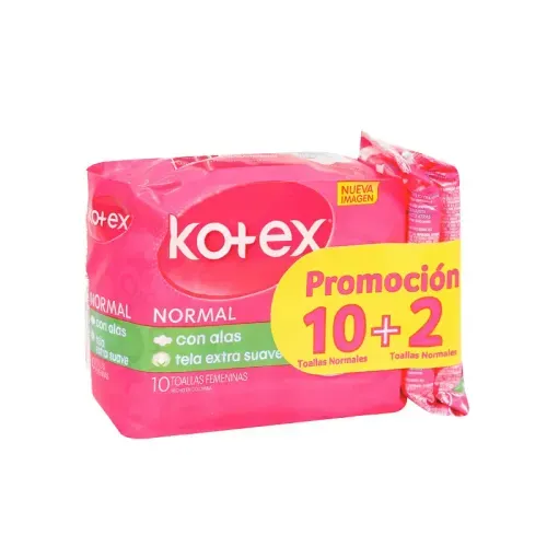 KOTEX TOALLA NORMAL TELA * 10 UND + 2 UNDX