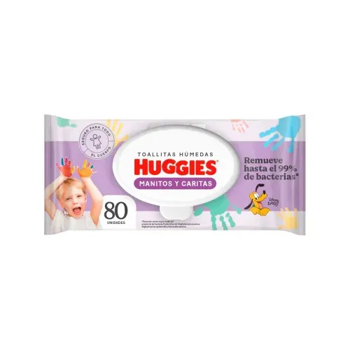 HUGGIES TOALLITAS MANITOS Y CARITA ANTIBACTERIAL * 80 UNDX