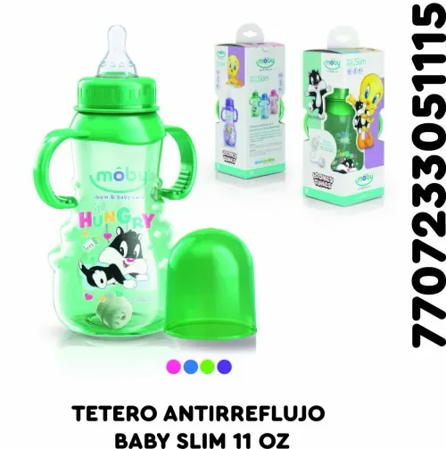 TETERO ANTIRREFLUJO BABY SLIM MOBY  4 M+ * 11 ONZX