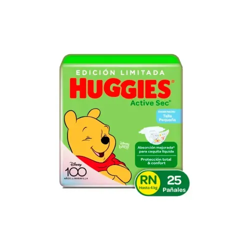 HUGGIES ACTIVE SEC ET RN 0 * 25 PAÑALESX